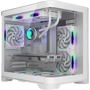 Skylight Curved Glass M-ATX Computer Case with USB 3.0 LED Controller (Black)