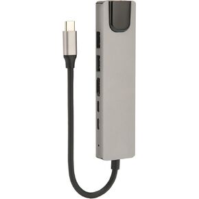 Type C to HDTV Hub, Aluminum Alloy 6 in 1 USB C Ethernet Hub for PC