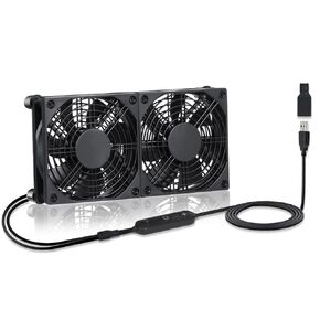 120mm IPX5 Waterproof 10-Speed Adjustable Case Fan - 5V/12V Dual Voltage USB/DC Powered - for Xbox, Router, DVR & Receivers