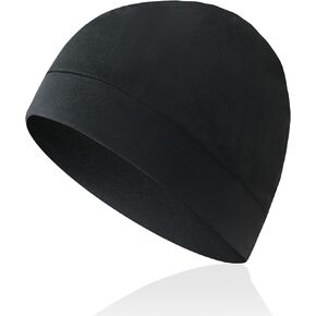 Skull Cap Beanie for Men Women Helmet Liner Sleep Night Cap Head Cover Black (Lightweight)