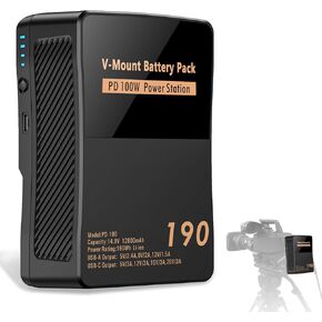 V Mount Battery, Power 190Wh/12800mAh V Lock Battery Support PD 190W Fast Charger with D-tap/USB-A/USB-C/BP Output for Sony Video Camera Camcorder BMPCC 4k/6k Monitor LED Light