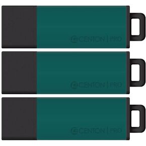 Centon DataStick Pro2 USB 2.0 Flash Drive 64GB x 3, Teal (S1B-U2T9-64G-3)