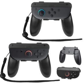 2 في 1 قبضة اليد للمفتاح 2 ، قبضة متوافقة مع Nintendo Switch 2 وحدات التحكم في استخدام العائلة ، 2 حزمة تحكم Grips لـ Joy-Cons Nintendo Switch 2 (أسود)
