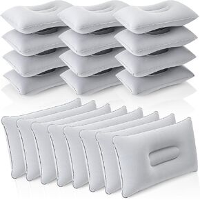 Geelin 20 Pack Inflatable Pillows for Camping Travel Beach Vacation Sand Squared Flocked Soft Fabric Backpacking Ultralight Pillows for Office Gray Sleeping Neck Head Lumbar Support