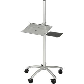 Global Industrial Height Adjustable Anti-Theft Mobile Laptop Computer Workstation Security Cart, Silver