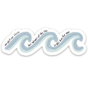 Christian faith stickers | Waterproof, vinyl stickers about God, Jesus, religion, prayer, the Bible, scripture | Mightier than the waves decal
