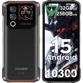 DOOGEE Blade 10 Max Android 15 Rugged Smartphone Unlocked, 256GB+32GB Rugged Phone with 1.54" Rear Screen, 10300mAh Battery, 6.56", 120Hz, 4G Dual SIM Waterproof Phone,3 Card Slots/NFC/Face Unlock