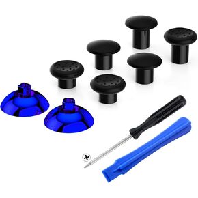 eXtremeRate ThumbsGear Interchangeable Ergonomic Thumbstick for PS5 Controller, for PS4 All Model Controller - 3 Height Domed and Concave Grips Adjustable Joystick - Chrome Red & Black