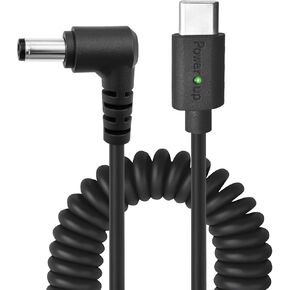USB C Type C PD إلى DC 5.5 2.5 مم كابل ملفوف من الزاوية اليمنى 12V مع مؤشر الطاقة ، مناسب لـ Kipro و BlackMagic BMCC و Atomos Ninja V ، مراقبة مساعدة الفيديو ، متوافقة مع 5.5x2.5mm و 5.5x2.1mm ، 59 "