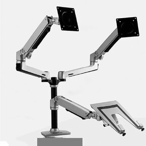 Desktop Full Motion 17-32inch Dual Monitor Holder Mount Arm +10-15.6inch Laptop Support Mechanical Spring Arm Max.Loading 10kgs