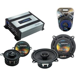 Harmony Audio HA-R5 Compatible with Chevy Corvette 2005-2013 Rhythm Series 5.25" Replacement 225W Speakers, HA-R35 3.5" Replacement 90W Speakers and HA-A400.4 Alloy 4 Channel 800W Sub Amplifier
