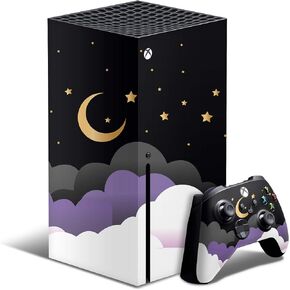 ZOOMHITSKINS Compatible with X1 Series X, Black Purple Night Star Sky Golden Cloud Kawaii Anime, Durable, Bubble-free, Made in USA