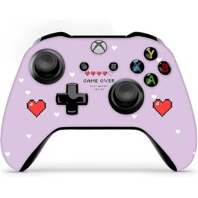 ZOOMHITSKINS Controller Skin Compatible with X1 S and X1 X, Vinyl Sticker Technology, Game Over Pixel Heart Red Cute Kawaii Purple, Durable, 1 Skin, Made in The USA