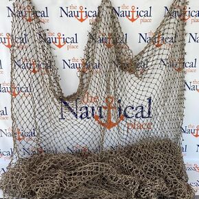 Old Used Fishing Net - 5 ft x 10 ft Heavy Knotted - Authentic Commercial Vintage Fish Netting - Nautical Decorative Net