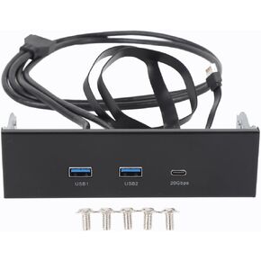 5.25 بوصة اللوحة الأمامية USB C Hub ، Gen2x2 USB A Type C 3 Ports USB Front Panel Hub ، 5.25 بوصة 19 PIN 20GBPS.