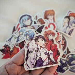 Evangelion Anime Sticker Pack, Character Decals, Waterproof, 45 Piece Sticker Pack