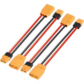 XT60 to XT90 Adapter 4 Pieces 12AWG XT60 Female to XT90 Male Connector Cable for RC Lipo Battery Drone(6Inches)