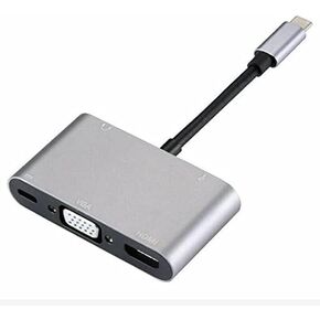 اكتب C إلى HDMI/VGA/USB 3.0/3.5 مم صوت/USB-C PD PORT 5 IN1 محول المحول
