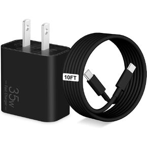 for iPad Charger, 35W USB C Super Fast Wall Charger Block for iPad Pro 13/12.9/11 inch 2025/2024/2022/2021/2020, Air 6/5th, Mini 7/6, i Pad 11/10th Generation with Long 10FT USBC Charging Cable, Black