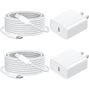 iPhone 16 15 Charger Fast Charging ، 2 Pack 20W USB C Block Fast Charger مع 6ft usb c to c cable cable متوافق مع iPhone 16/16 Plus/16 Pro/16 Pro Max/15/15 Plus/15 Pro Max