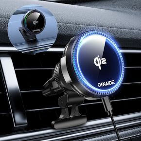 Qi2 Magnetic Car Wireless Charger, Rapid Cooling Drop in Minutes, 15W Fast Charging, Strong Magnetic Hold, 360° Adjustable Angle with Air Vent/Dashboard Mount,Compatible with iPhone 12 - iPhone16