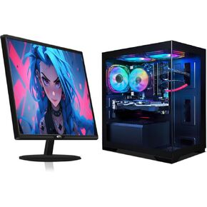 STGAubron Gaming PC Bundle with 24Inch FHD LED Monitor- Radeon RX 580 16G, Intel Core i7 up to 3.9G, 16G RAM, 512G SSD, RGB Fan x3, Windows 10 Home
