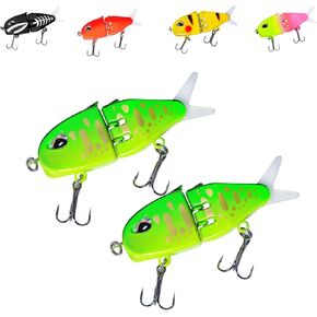 Mini Glide Bait for Bass Fishing Slow Sinking Wide S Motion Smooth Glide Baits Freshwater Saltwater Multi Jointed Swimbait Wobbler White Glide Baits for Bass Pike