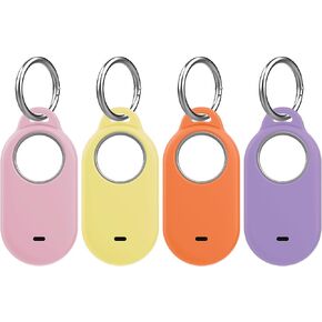 4 علبة حزمة لـ Samsung Galaxy SmartTag2 ، حامل وقائي للسيليكون متوافق مع علامة Galaxy Smart 2 مع سلسلة المفاتيح للحيوانات الأليفة ، والمفاتيح ، والأمتعة ، وحقائب الظهر ، ومحفظة (أسود/أزرق داكن/أبيض/أحمر)