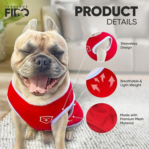 قميص خدمة للكلاب - تي شيرت مصنوع من قماش تبريد مسامي للكلاب والبلدوغ الفرنسية - ملابس مريحة وخفيفة الوزن للحيوانات الأليفة لفصول الربيع والصيف - تصميم كبير للكلاب الخدمة in Kuwait
