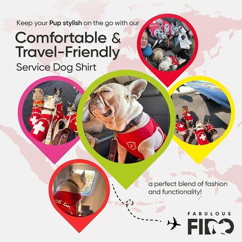 قميص خدمة للكلاب - تي شيرت مصنوع من قماش تبريد مسامي للكلاب والبلدوغ الفرنسية - ملابس مريحة وخفيفة الوزن للحيوانات الأليفة لفصول الربيع والصيف - تصميم كبير للكلاب الخدمة in Kuwait