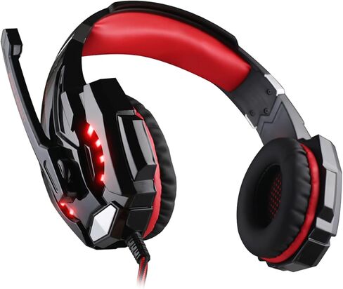 Docooler Gaming Headset, 3.5mm Over-Ear Gaming Headset with Noise Isolating Mic, LED Light, Volume Control - for PC, Laptop, Mobile Phone, Game Devices (Splitter Included) (Blue) in Saudi Arabia