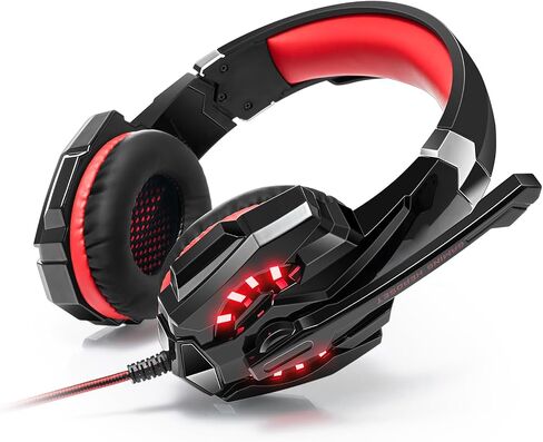 Docooler Gaming Headset, 3.5mm Over-Ear Gaming Headset with Noise Isolating Mic, LED Light, Volume Control - for PC, Laptop, Mobile Phone, Game Devices (Splitter Included) (Blue) in Saudi Arabia