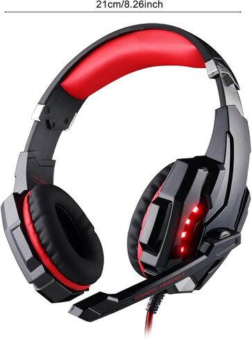 Docooler Gaming Headset, 3.5mm Over-Ear Gaming Headset with Noise Isolating Mic, LED Light, Volume Control - for PC, Laptop, Mobile Phone, Game Devices (Splitter Included) (Blue) in Saudi Arabia