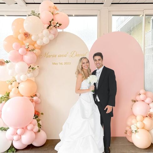 2PK (7.2 & 6 FT) Metal Arch Backdrop Stand with Cover & Water Bags | Wedding Balloon Arch Stand, for Wedding, Parties, Birthday, Baby Shower, Reusable(White Cover, 2 Pack) in Kuwait