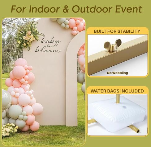 2PK (7.2 & 6 FT) Metal Arch Backdrop Stand with Cover & Water Bags | Wedding Balloon Arch Stand, for Wedding, Parties, Birthday, Baby Shower, Reusable(White Cover, 2 Pack) in Kuwait