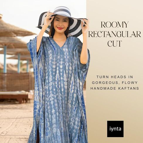 Plus Size Kaftan Dresses for Women, Caftans for Women Loungewear - Handmade Women's Fashion, Individually Tie-Dyed Maxi Dress for Beach, Resort, Vacation, Night Out - 55 in., Fuchsia w/Gray in Saudi Arabia