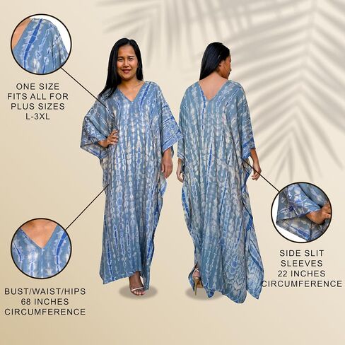 Plus Size Kaftan Dresses for Women, Caftans for Women Loungewear - Handmade Women's Fashion, Individually Tie-Dyed Maxi Dress for Beach, Resort, Vacation, Night Out - 55 in., Fuchsia w/Gray in Saudi Arabia