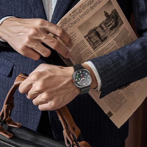 حلقة ميلانز لسيمسونج جالاكسي ووتش نطاقات فائقة 47 مم ، وملفقة على طراز المظلة/مشبك الفولاذ المقاوم للصدأ المغناطيسي شريط الشبكة المعدنية ل Samsung Galaxy Watch 7 in Kuwait