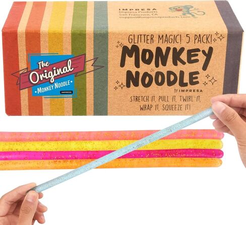 IMPRESA 5-Pack Glow in The Dark Original Monkey Noodle Stretchy String Fidget / Sensory Toys (BPA/Phthalate/Latex-Free) - Stretches from 10 Inches to 8 Feet! in Saudi Arabia
