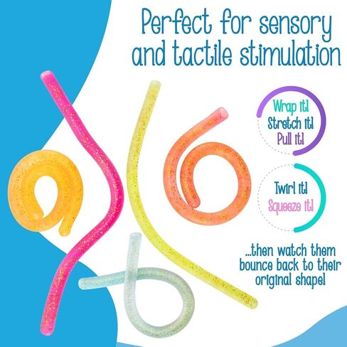 IMPRESA 5-Pack Glow in The Dark Original Monkey Noodle Stretchy String Fidget / Sensory Toys (BPA/Phthalate/Latex-Free) - Stretches from 10 Inches to 8 Feet! in Saudi Arabia