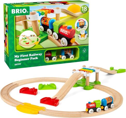 BRIO My First Railway – 33727 حزمة المبتدئين | مجموعة قطار لعبة خشبية للأطفال بعمر 18 شهرًا فما فوق in Saudi Arabia