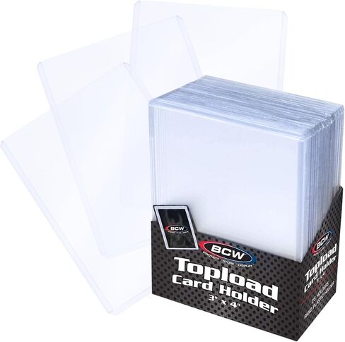 BCW Topload Card Holder for Standard Trading Cards, 6 Packs of 25, 3x4 Inch, Up to 20 pts, Toploaders for Cards, Pokemon, Football, Magic, Baseball Cards, and More, Hard Plastic Protector Sleeves in Kuwait