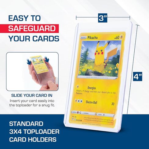 BCW Topload Card Holder for Standard Trading Cards, 6 Packs of 25, 3x4 Inch, Up to 20 pts, Toploaders for Cards, Pokemon, Football, Magic, Baseball Cards, and More, Hard Plastic Protector Sleeves in Saudi Arabia