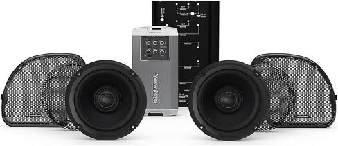 Rockford Fosgate HD14RGSG-STAGE2 Two Speakers & Amplifier Kit for 2014+ Harley-Davidson Road Glide & Street Glide, Black in Saudi Arabia