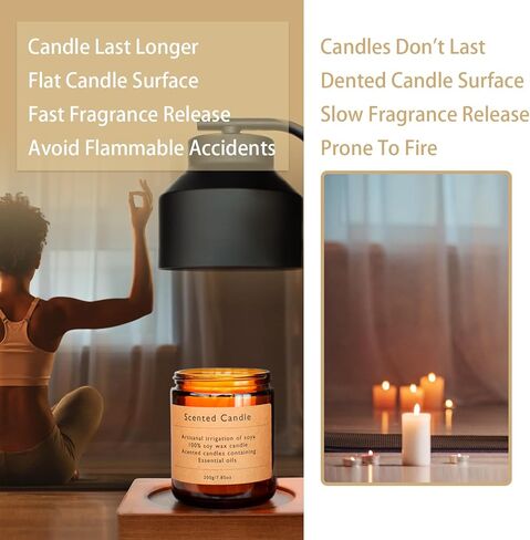 JAMZEL مصباح تدفئة الشموع مع مؤقت، مصابيح شموع كهربائية قابلة للتعتيم، سخان شموع زجاجي لديكور المنزل كهدية للنساء، متوافق مع شمعة الجرة الصغيرة والكبيرة، يتضمن لمبتين (متجمد) in Kuwait