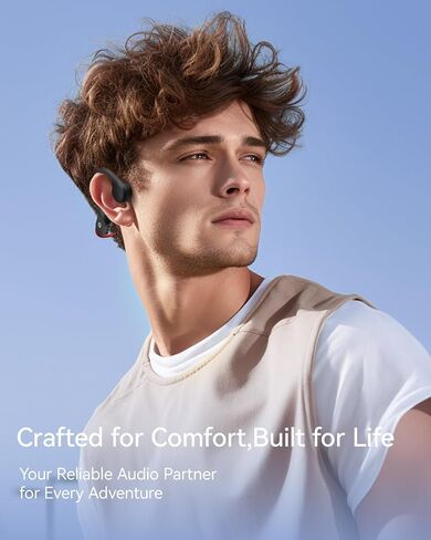 Open Ear Sport Headphones, Soft Silicone Wireless Bone Conduction Earphones, Powerful Bass, 10H Lasting, Multipoint Capable, Quick Charge, Built-in 32GB MP3 in Saudi Arabia
