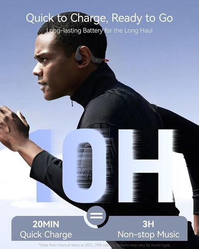Open Ear Sport Headphones, Soft Silicone Wireless Bone Conduction Earphones, Powerful Bass, 10H Lasting, Multipoint Capable, Quick Charge, Built-in 32GB MP3 in Saudi Arabia