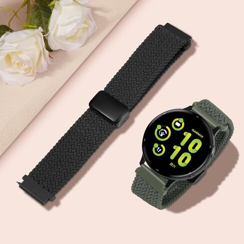 20 مم مضفر مغناطيسي متوافق مع Garmin Vivoactive 5 نطاقات ساعة/حيوية 6/3/3 موسيقى ، حزام معصم نايلون نايلون نايلون لور لوكس SQ 2/Venu 2 Plus & Forerunner 55/165/245/645 in Kuwait