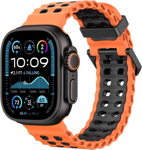 Ocean Band Compatible with Apple Watch Ultra 2/Ultra 49mm,S10 46mm,9/8/7 45mm,SE2/SE/6/5/4 44mm,3/2/1 42mm, Adjustable Silicone Band Breathable Sport Strap for Men Women in Saudi Arabia