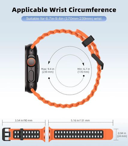 Ocean Band Compatible with Apple Watch Ultra 2/Ultra 49mm,S10 46mm,9/8/7 45mm,SE2/SE/6/5/4 44mm,3/2/1 42mm, Adjustable Silicone Band Breathable Sport Strap for Men Women in Saudi Arabia